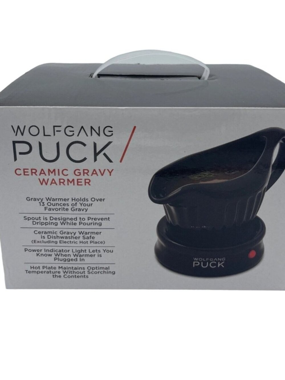Wolfgang Puck Ceramic Gravy Boat & Warmer Black NEW IN BOX